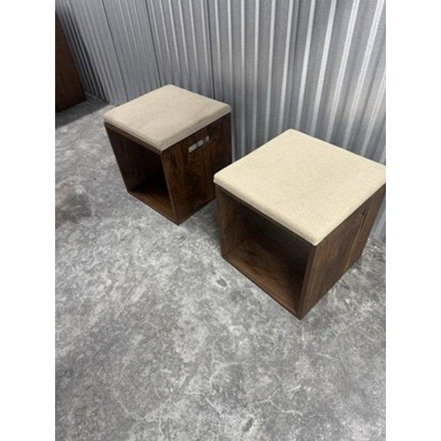 Custom Solid Walnut Waterfall Office Deck With Matching Stools by Mash Studio For Sale - Image 13 of 14