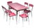 Pink Formica Dining Set of Table and Chairs, Italy, 1960s, Set of 7 For Sale