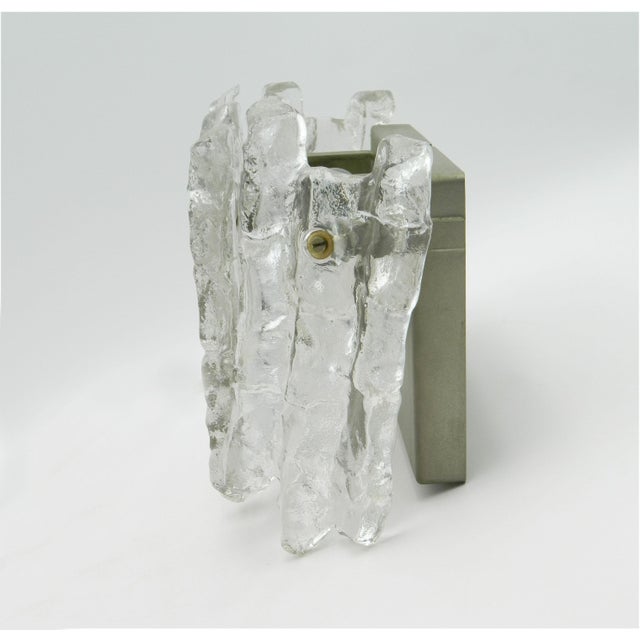 Vintage Sierra Ice Glass Wall Lights by Kalmar Vienna, 1970s, Set of 2 For Sale - Image 5 of 12