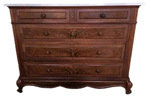 Walnut Chest of Drawers with White Marble Top, 1900s
