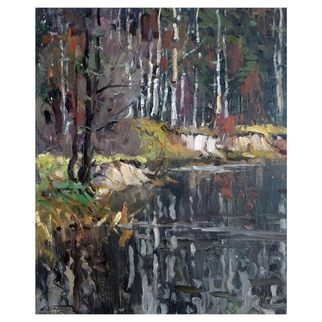 Edgars Vinters, Autumn, 1967, Oil on Cardboard For Sale