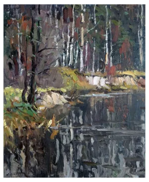 Edgars Vinters, Autumn, 1967, Oil on Cardboard
