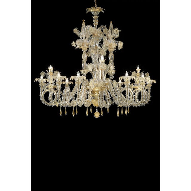 Venetian Cà Rezzonico Gold Murano Glass Chandelier by Simoeng, in Exhibition Piece conditions. Designed from 2000 Up to...