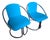 Italian Steel and in Turquoise Cotton Upholstery Armchairs, 1960s, Set of 2 For Sale