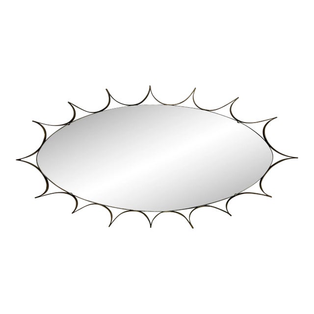 1970s Brass Sunburst Wall Mirror For Sale