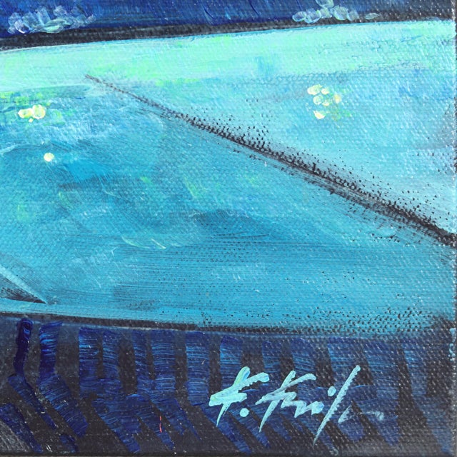 2020s Electric Blues at the Chateau - Hollywood Hotel Still Life Painting Original Artwork by Kathleen Keifer For Sale - Image 5 of 8