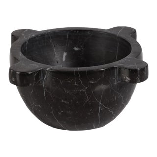Ross Marble Mortar / Condiment Bowl, Medium, Black Marquina For Sale