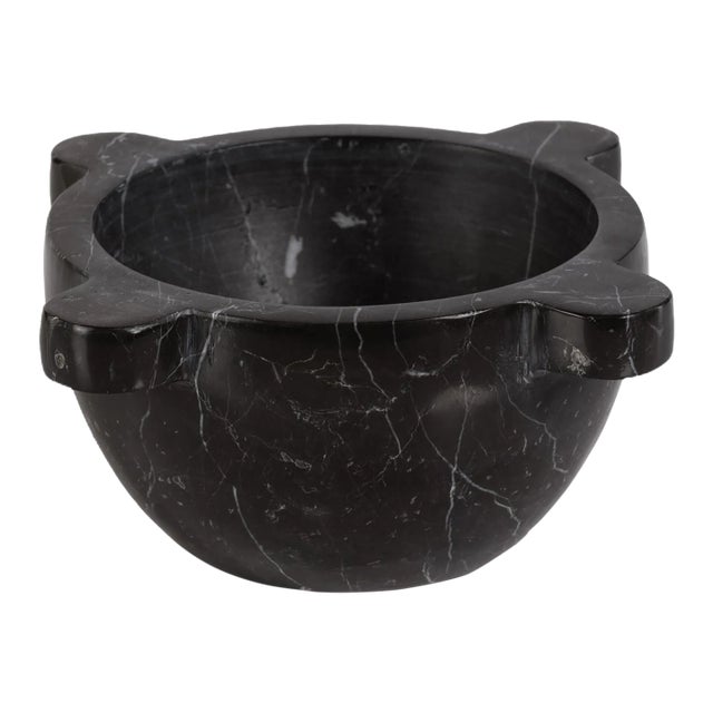 Ross Marble Mortar / Condiment Bowl, Medium, Black Marquina For Sale
