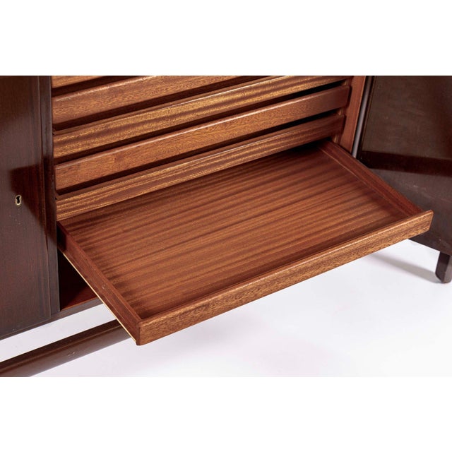 Brown Mid Century Danish Wood Sideboard Cabinet or Credenza by Ole Wanscher For Sale - Image 8 of 17