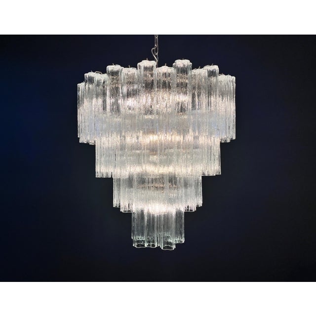 Large Vintage Clear Murano Glass Tiered Chandelier, 1990s For Sale - Image 9 of 16