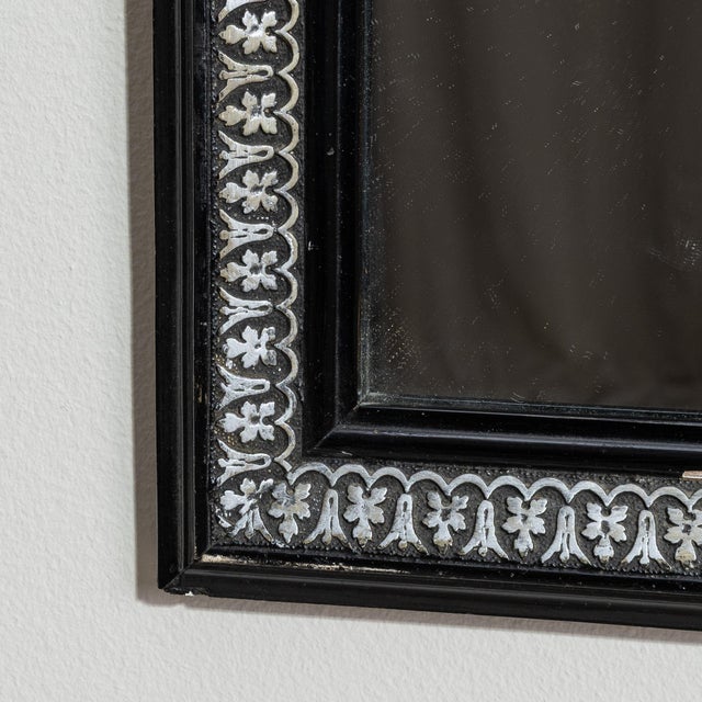Black 19th Century France Napoleon III Black Wood Mirror For Sale - Image 8 of 10