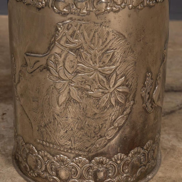 Silver Antique Art Deco Silver Plated Waste Paper Bin, 1920 For Sale - Image 8 of 13