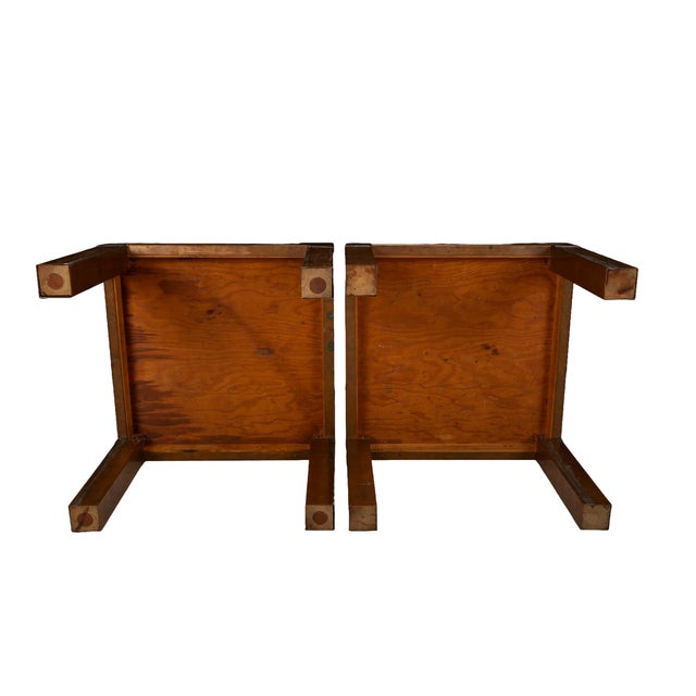 Copper 1970s Parsons Style Square Copper Cladded Low Side Accent Tables - A Pair For Sale - Image 8 of 11