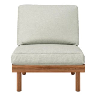 Rishon Dark Teak Outdoor Lounge Chair – Classic Cushion Edition in Sunbrella Canvas Granite For Sale