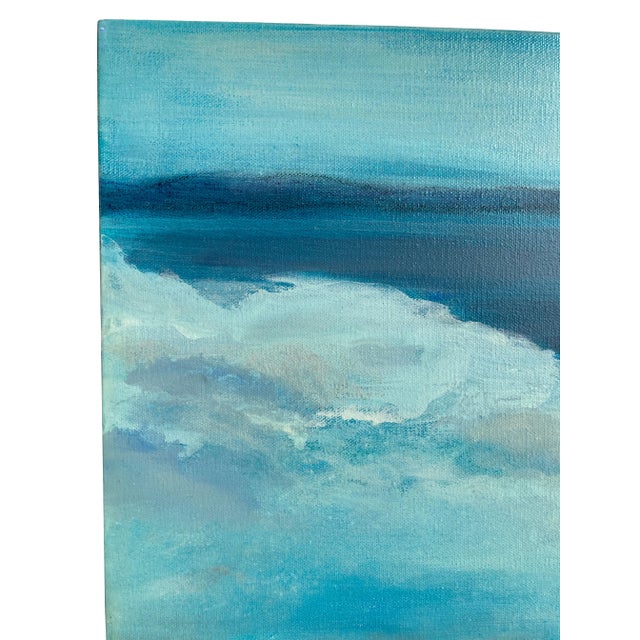 Coastal Contemporary Dreamscape – Large Abstract Seascape Painting in Cerulean Blue & Aqua Tones for Modern Interiors For Sale - Image 4 of 13