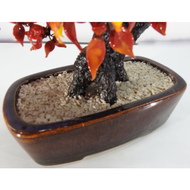 Black Vintage Chinese Polished Glass Leaves on Bonsai Tree For Sale - Image 8 of 11