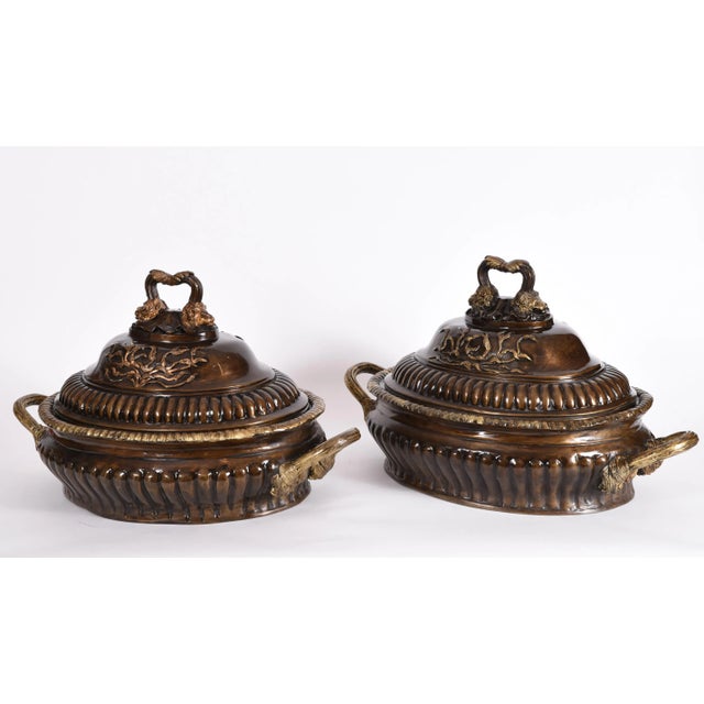 Early 20th Century Neoclassical Style Bronze Tureen Centerpieces - a Pair For Sale - Image 12 of 13