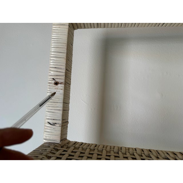 White 70's Vintage Coastal Wrapped Rattan Six - Tier Etagere For Sale - Image 8 of 12
