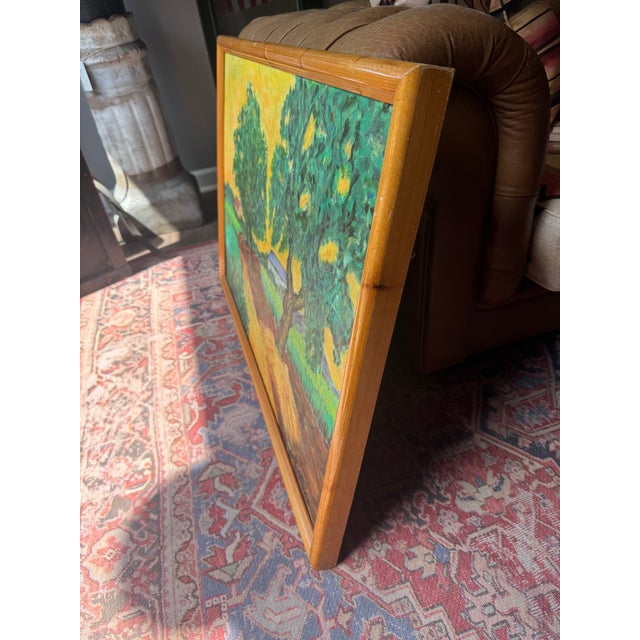 Vintage Van Gogh-Style Impressionist Landscape Oil on Canvas Painting For Sale - Image 16 of 17