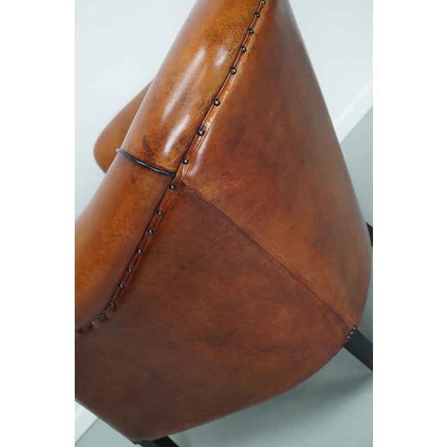 Vintage Dutch Cognac Colored Leather Club Chair For Sale - Image 17 of 18
