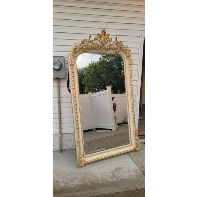 Gold 1960s French Style Provincial Rococo Style Full Length Floor Mirror For Sale - Image 8 of 9