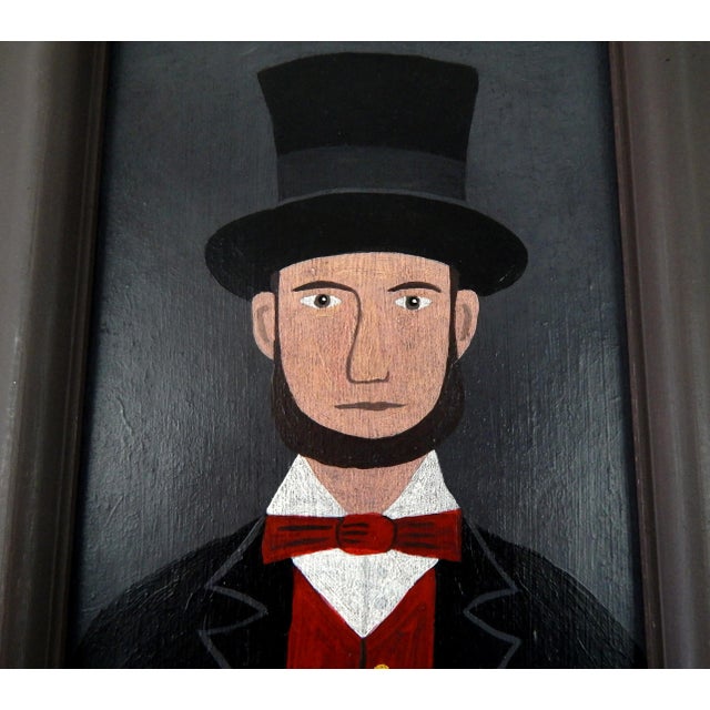 Matt Rix, Naive Portrait of Victorian Gentleman in Top Hat, Oil on Board, Framed For Sale - Image 9 of 14