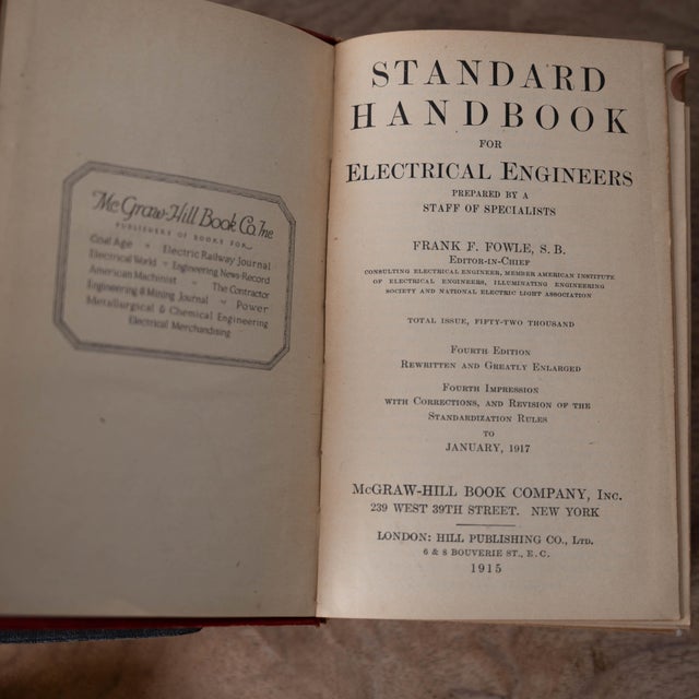 Brown Four Antique Engineering Handbooks — Mechanical, Electrical, Machinery & Small Tools For Sale - Image 8 of 8