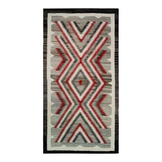 1920s Antique Artistic Tribal Geometric Flatweave Native American Navajo Rug For Sale