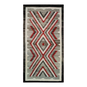 1920s Antique Artistic Tribal Geometric Flatweave Native American Navajo Rug