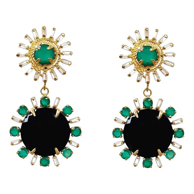 Margarita Earrings in Black, a pair For Sale