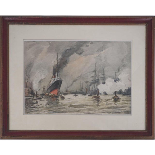 Frank Boggs, Antwerp: Liner and Sailing Ships, Original Watercolor For Sale - Image 7 of 7
