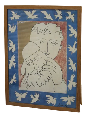 Picasso, Dove, 1950s, Lithograph, Framed