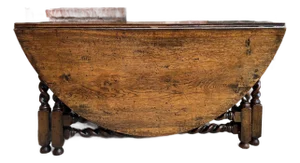 Antique English Wake Dining Table Drop Leaf Barley Twist Jacobean Oak Console