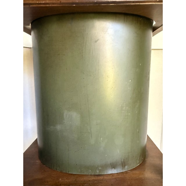 Mid 20th Century Traditional "Diplomat" Faux Bamboo and Green Metal Wastebasket by Brandt For Sale - Image 5 of 12