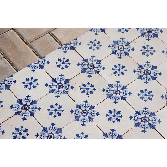 19th Century Floral Blue & White Set of Sixty Portuguese Tiles For Sale - Image 14 of 18