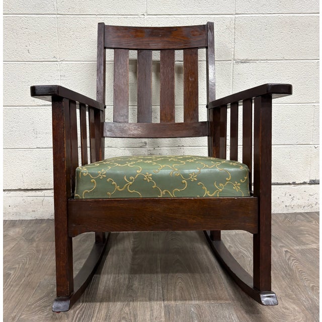 Antique American Arts & Crafts Mission Oak Rocking Chair For Sale In Kansas City - Image 6 of 9