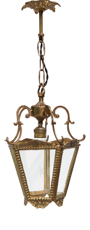 Vintage Bronze and Crystal Lantern with Star, 1950s
