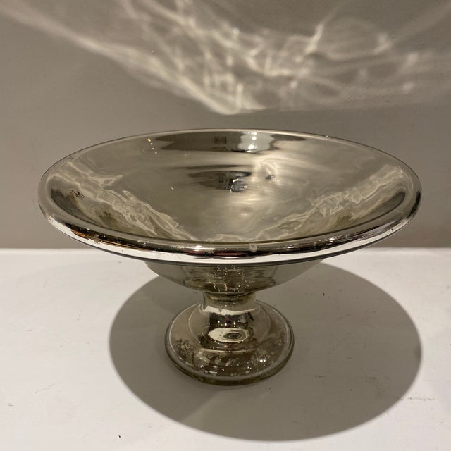 Silver Antique Victorian Mercury Glass Footed Bowl For Sale - Image 8 of 8