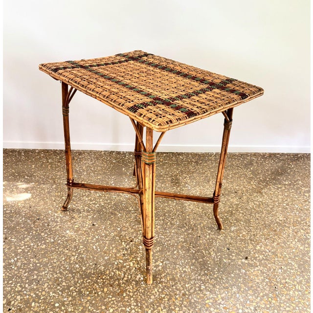 1940s French Bamboo and Rattan Bistro Table, 1940s For Sale - Image 5 of 11