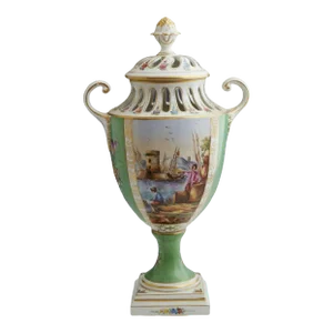 1700's Antique English Chelsea Gilt Decorated, Porcelain Covered Vase