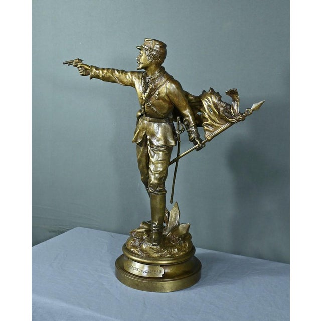 The Defense of the Flag in Bronze by C. Anfrie, Late 19th Century For Sale - Image 3 of 18