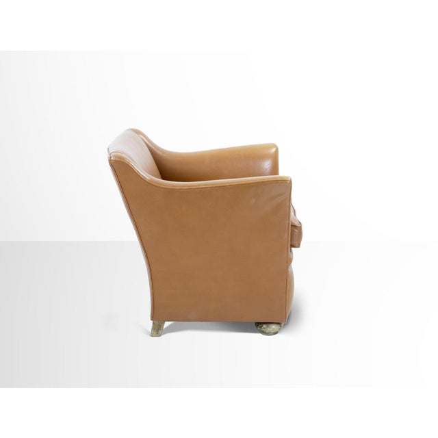 Vintage Italian Light Brown Leather Armchair, Mid-20th Century For Sale - Image 3 of 8