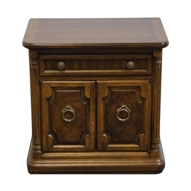 Mediterranean Drexel Heritage Cameo Collection Burled Walnut Italian Neoclassical Tuscan Style 25" Cabinet Nightstand 002-630 For Sale - Image 3 of 15