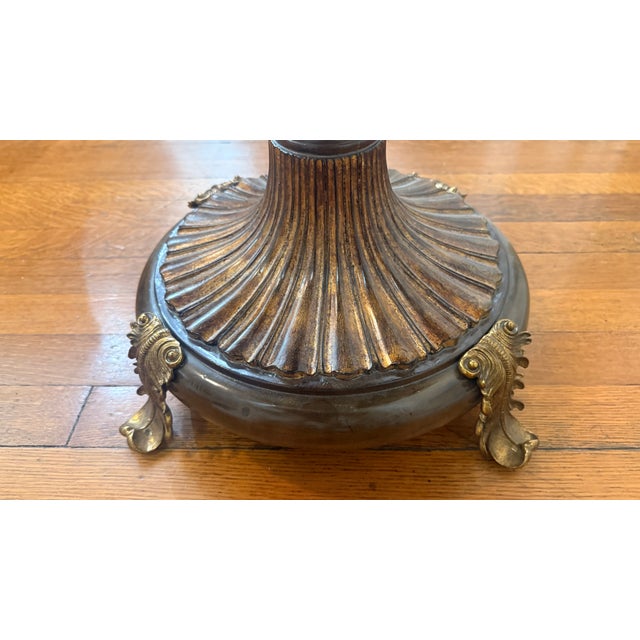 Maitland-Smith Handcrafted Regency Style Pedestal Hall Table With Brass Leaf Feet For Sale - Image 13 of 14