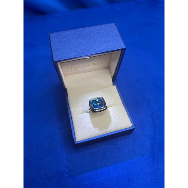 Blue Topaz Sugarloaf Cabochon Mountain Pyramid Cone Cocktail Statement Solitaire, Size 7 For Sale - Image 10 of 10