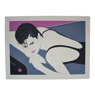 1980s Carlos Sanchez Art Deco Revival Style Figurative Serigraph In the Style of Patrick Nagel For Sale
