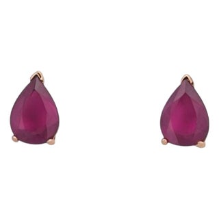 Natural Ruby Stud Earrings 14k Yellow Gold 2.70 TCW Certified For Sale
