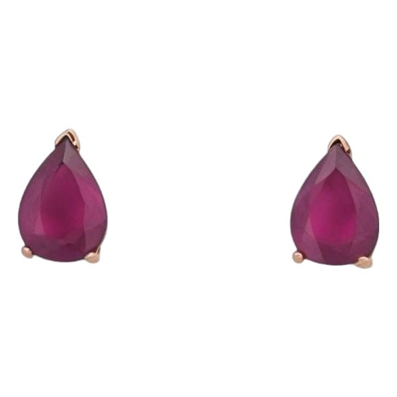 Natural Ruby Stud Earrings 14k Yellow Gold 2.70 TCW Certified For Sale