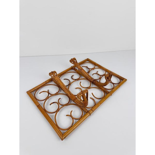 Mid-Century Italian Modern Cane, Rattan and Bamboo Wall-Mounted Coat Rack, 1960s For Sale - Image 4 of 18