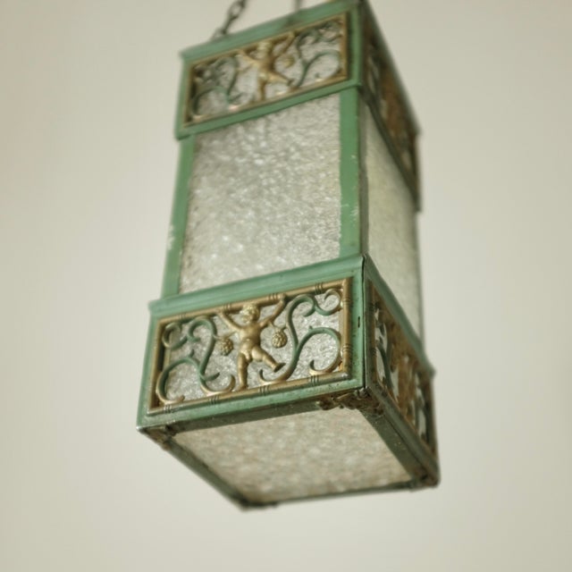 1920s Swedish Grace Metal and Glass Pendant Possibly by David Wretling For Sale - Image 4 of 6